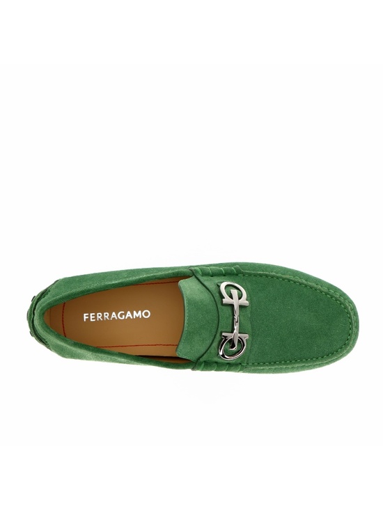 Salvatore Ferragamo Grazioso Loafers Green Suede Leather Size 10 US New main image 4